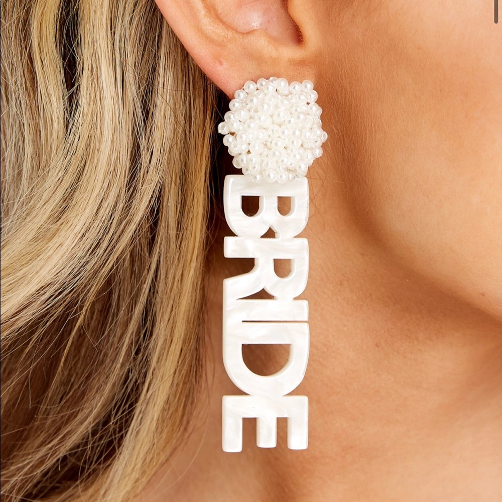 White BRIDE earrings! Perfect for all brides! Earrings worn once!